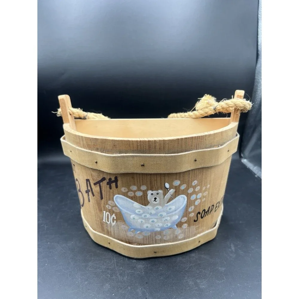 VTG Wooden Hot Bath 10 Cent Soap Extra Bucket - 1998 Bathroom Decor/Towel Holder